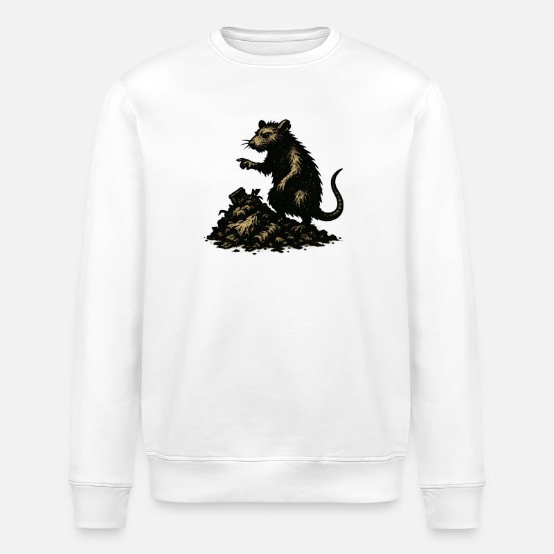 Ratte auf Geröll Gravur - Stanley/Stella Unisex Bio-Sweatshirt ROLLER - Weiß