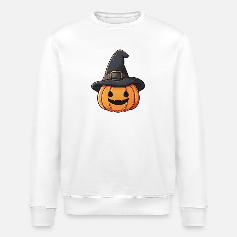 Kürbis und Hexenhut - Stanley/Stella Unisex Bio-Sweatshirt ROLLER - Weiß
