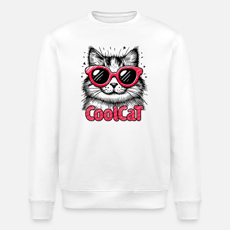 Coole Katze 1 - Stanley/Stella Unisex Bio-Sweatshirt ROLLER - Weiß