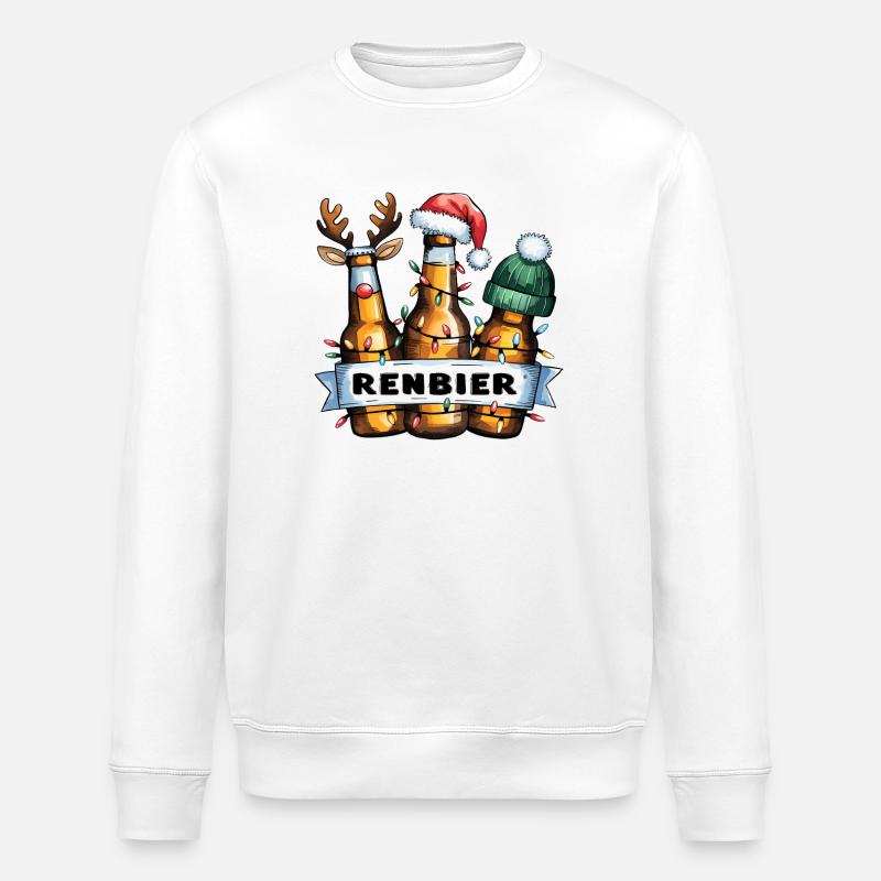 Weihnachtsbier Trio mit Lichtern - Stanley/Stella Unisex Bio-Sweatshirt ROLLER - Weiß