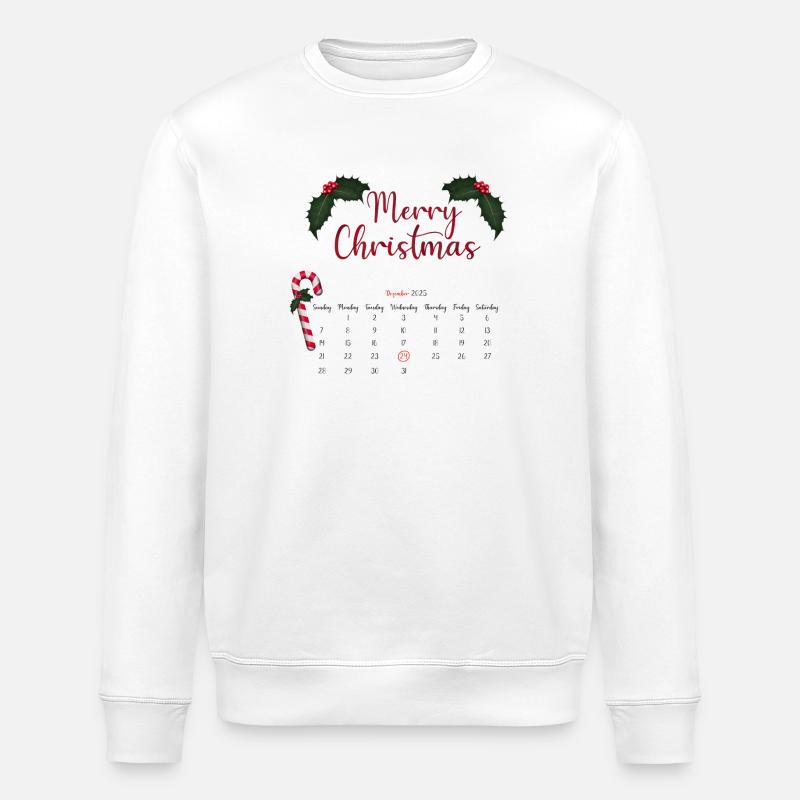 Merry Christmas Kalenderblatt mit Schleifen - Stanley/Stella Unisex Bio-Sweatshirt ROLLER - Weiß