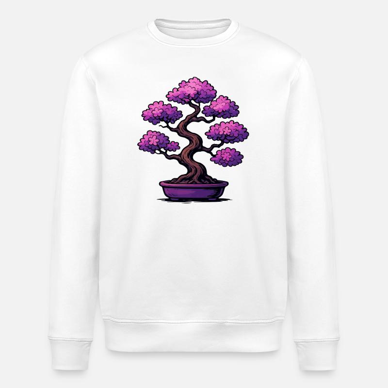 Bonsai Kirschblüten Lila - Stanley/Stella Unisex Bio-Sweatshirt ROLLER - Weiß