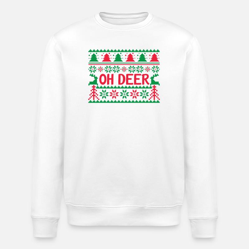 Hässlicher Pullover - Oh Deer - Stanley/Stella Unisex Bio-Sweatshirt ROLLER - Weiß