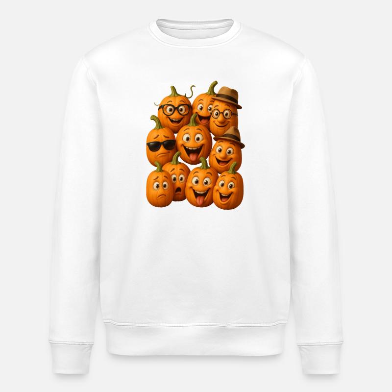 Kürbis Gesichter Parade - Stanley/Stella Unisex Bio-Sweatshirt ROLLER - Weiß