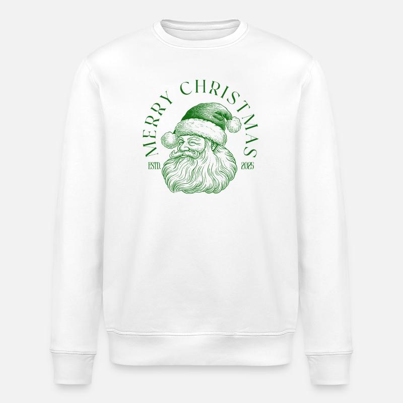 Grünes Weihnachtslogo des Weihnachtsmanns - Stanley/Stella Unisex Bio-Sweatshirt ROLLER - Weiß