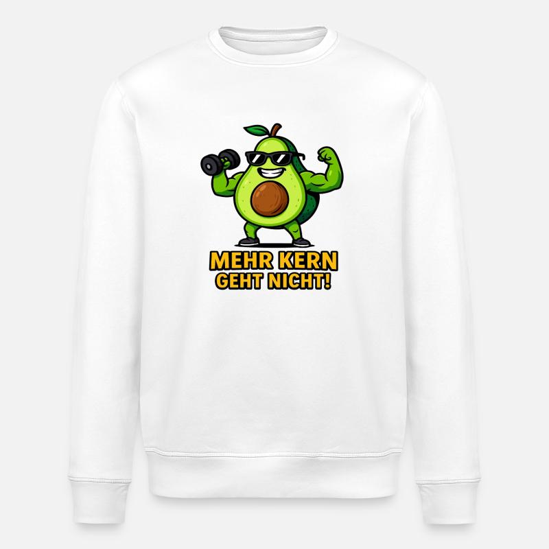 Avocado Kraftpaket Kernstark Gemüse Illustration  - Stanley/Stella Unisex Bio-Sweatshirt ROLLER - Weiß