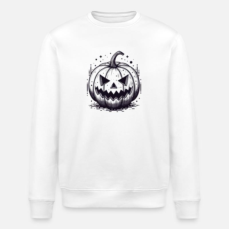 Schwarzer Jackolantern Kürbis - Stanley/Stella Unisex Bio-Sweatshirt ROLLER - Weiß