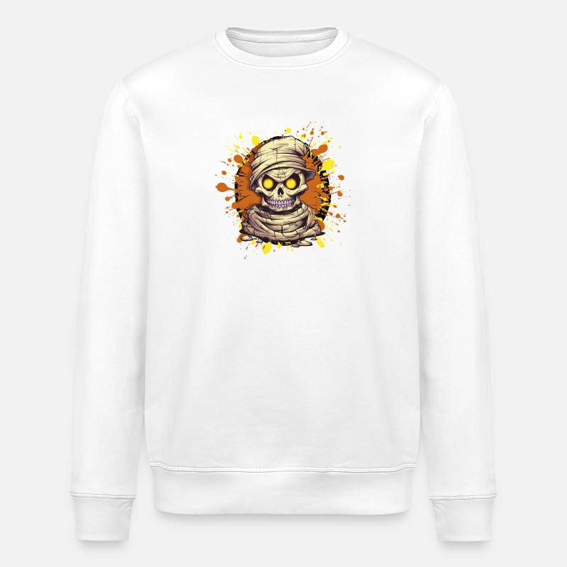 Mumien Schädel Farbspritzer - Stanley/Stella Unisex Bio-Sweatshirt ROLLER - Weiß