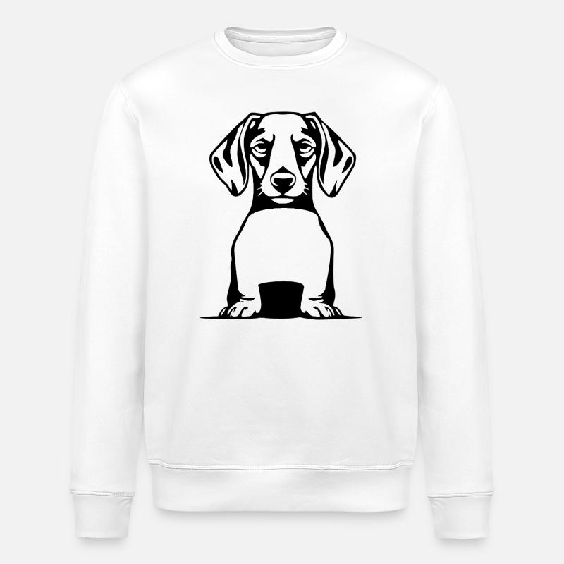 Dachshund Hunde T-shirt Geschenk - Stanley/Stella Unisex Bio-Sweatshirt ROLLER - Weiß