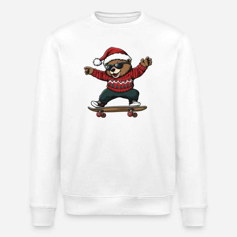 Bär Weihnachten Lustig - Stanley/Stella Unisex Bio-Sweatshirt ROLLER - Weiß