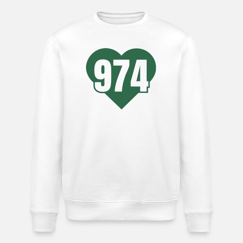 Herz 974 Code Grün - Stanley/Stella Unisex Bio-Sweatshirt ROLLER - Weiß