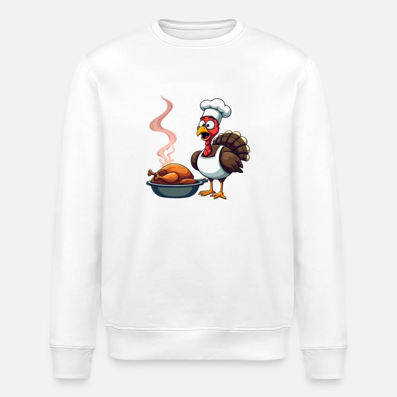 Cuisinier de dinde de Thanksgiving - Sweat bio ROLLER Stanley/Stella Unisexe - blanc