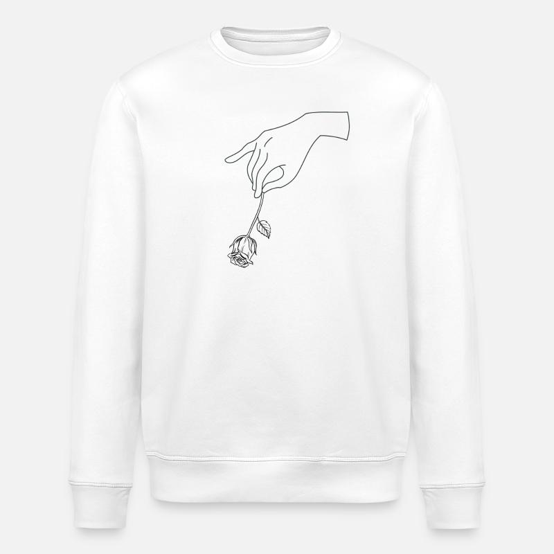 Hand mit Blume - Stanley/Stella Unisex Bio-Sweatshirt ROLLER - Weiß