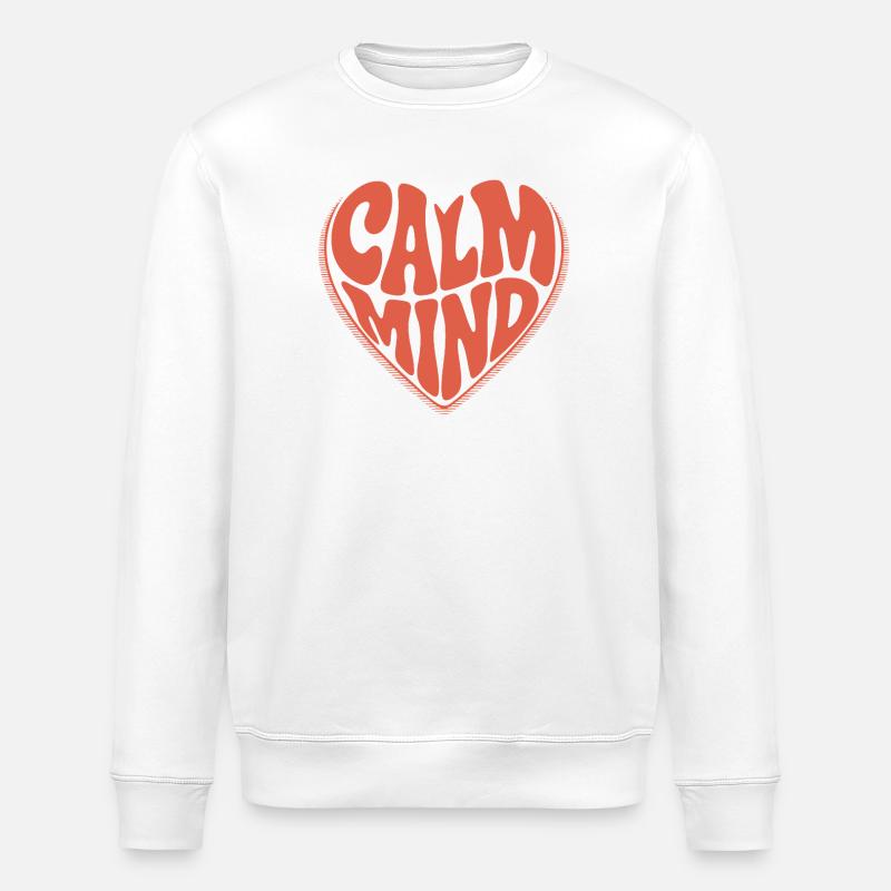 Calm Mind – Retro Herz Design - Stanley/Stella Unisex Bio-Sweatshirt ROLLER - Weiß