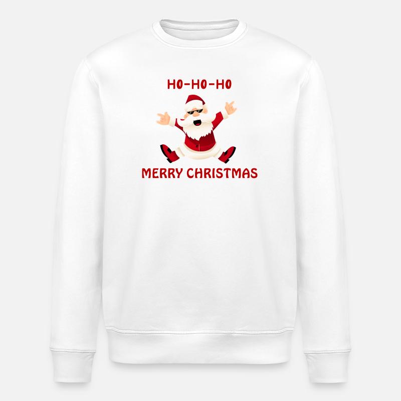 Fröhlicher springender Santa - Stanley/Stella Unisex Bio-Sweatshirt ROLLER - Weiß