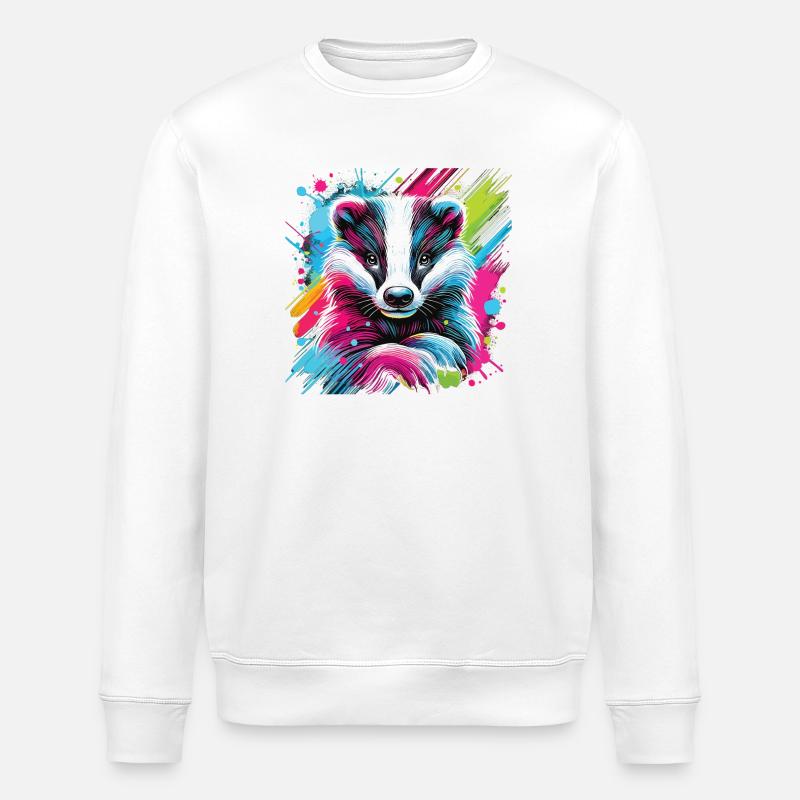 Neon Dachs Splash Kunst - Stanley/Stella Unisex Bio-Sweatshirt ROLLER - Weiß