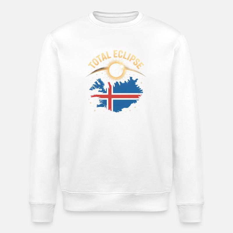 Éclipse solaire totale Islande 2026 - Sweat bio ROLLER Stanley/Stella Unisexe - blanc