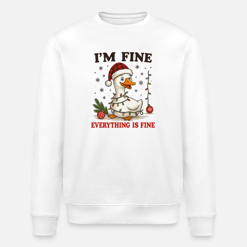 Weihnachtsente mit Lichterkette - Stanley/Stella Unisex Bio-Sweatshirt ROLLER - Weiß