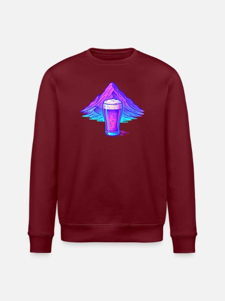 Neon Bierglas vor Berglandschaft - Stanley/Stella Unisex Bio-Sweatshirt ROLLER - Weiß