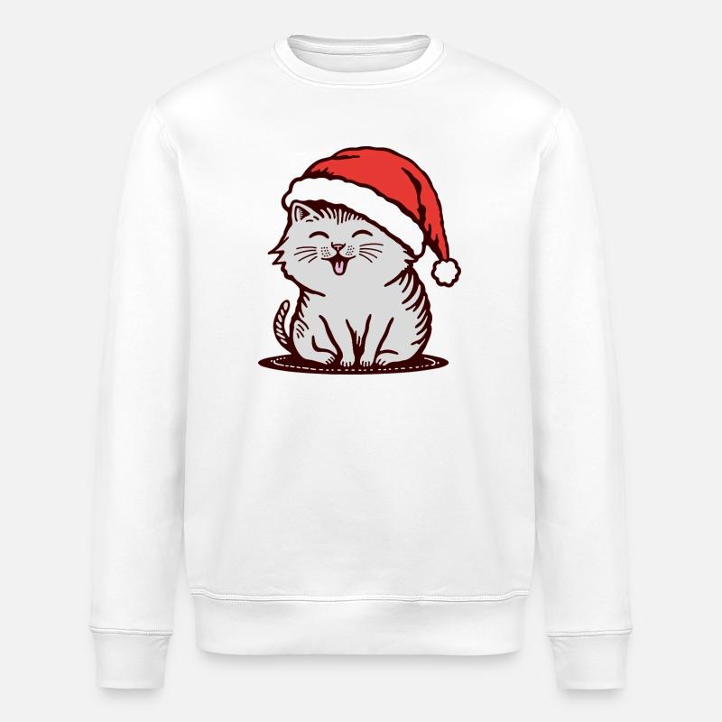 Cat in a Santa hat - Stanley/Stella ROLLER Unisex Organic Sweatshirt - white