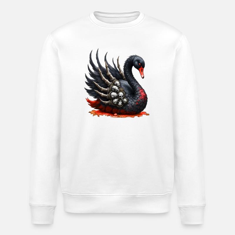 Cygne noir avec des crânes - Sweat bio ROLLER Stanley/Stella Unisexe - blanc
