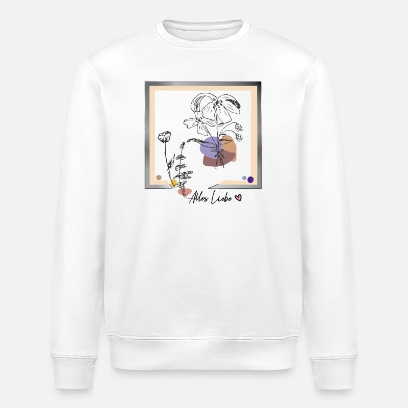Bilderrahmen mit Blumen - Stanley/Stella Unisex Bio-Sweatshirt ROLLER - Weiß
