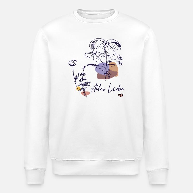 Alles Liebe mit Blumenstrauß - Stanley/Stella Unisex Bio-Sweatshirt ROLLER - Weiß
