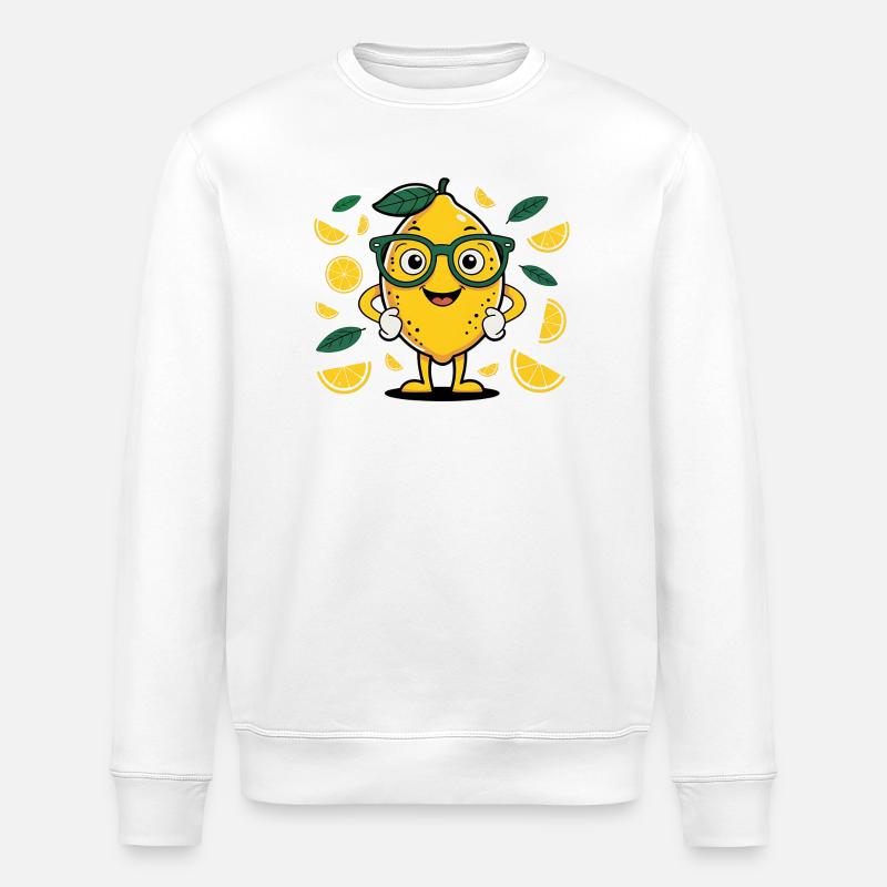 Zitrone mit Brille - Stanley/Stella Unisex Bio-Sweatshirt ROLLER - Weiß