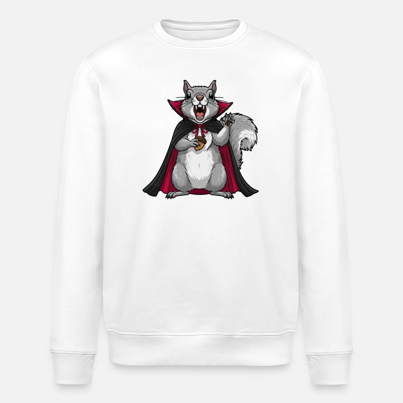 Cute Halloween Vampire Squirrel Cartoon - Stanley/Stella ROLLER Unisex Organic Sweatshirt - white