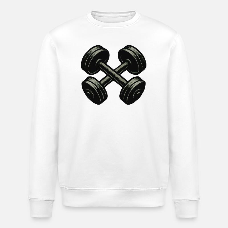 Motif de puissance d’haltères croisés - Sweat bio ROLLER Stanley/Stella Unisexe - blanc