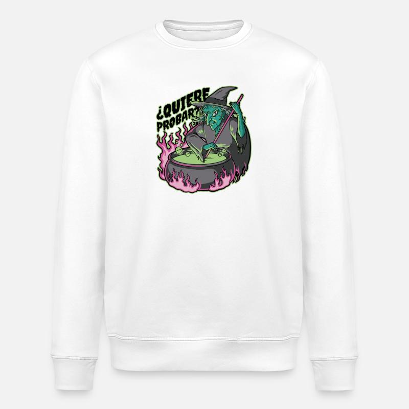 Neon-Hexe im Kessel - Stanley/Stella Unisex Bio-Sweatshirt ROLLER - Weiß