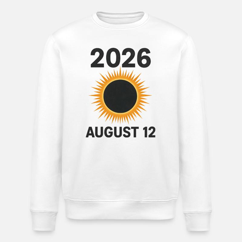 2026 August 12 - total solar eclipse - Stanley/Stella ROLLER Unisex Organic Sweatshirt - white