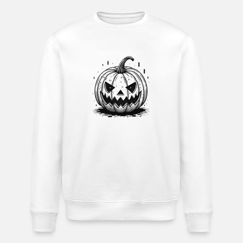 Schwarzer Halloween Kürbis - Stanley/Stella Unisex Bio-Sweatshirt ROLLER - Weiß