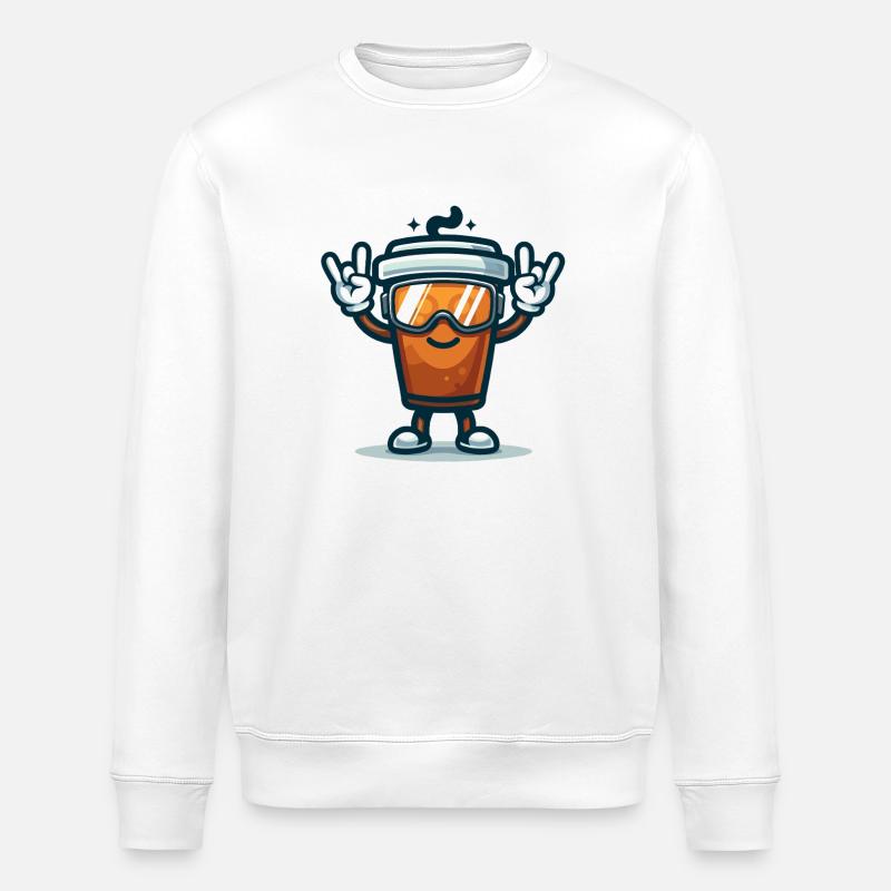 Coffee mug with ski goggles - Stanley/Stella ROLLER Unisex Organic Sweatshirt - white