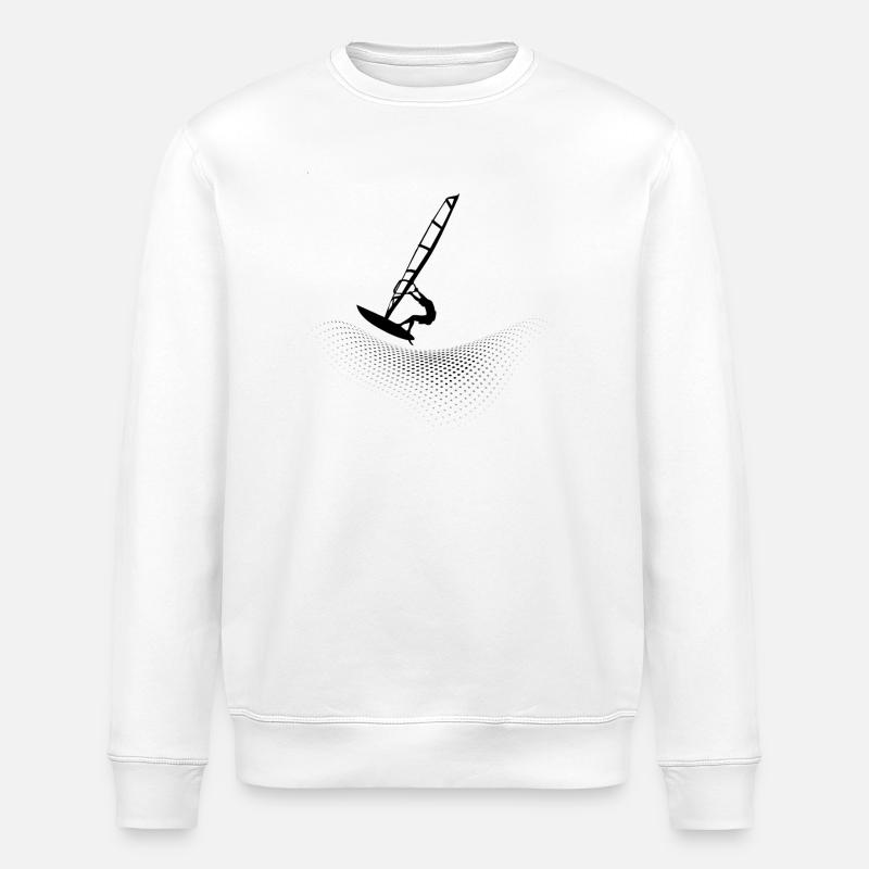 Windsurfer auf Punktewelle - Stanley/Stella Unisex Bio-Sweatshirt ROLLER - Weiß