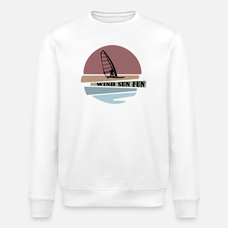 Windsurf Sunset Fun Design - Stanley/Stella ROLLER Unisex Organic Sweatshirt - white