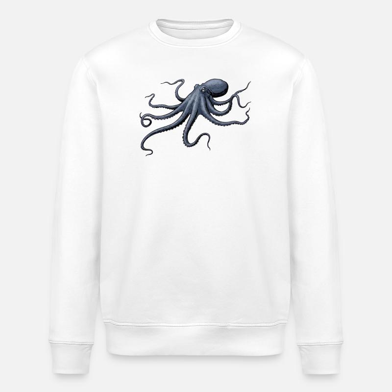 Midnight Blue Octopus Octopus - Stanley/Stella ROLLER Unisex Organic Sweatshirt - white