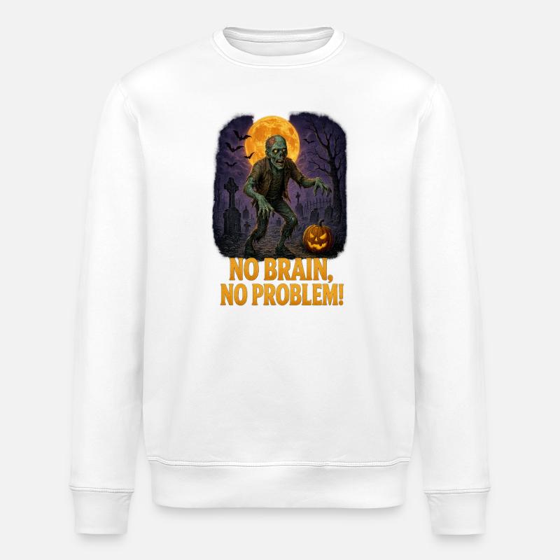 Mondschein-Zombie-Friedhof mit Kürbisschein - Stanley/Stella Unisex Bio-Sweatshirt ROLLER - Weiß