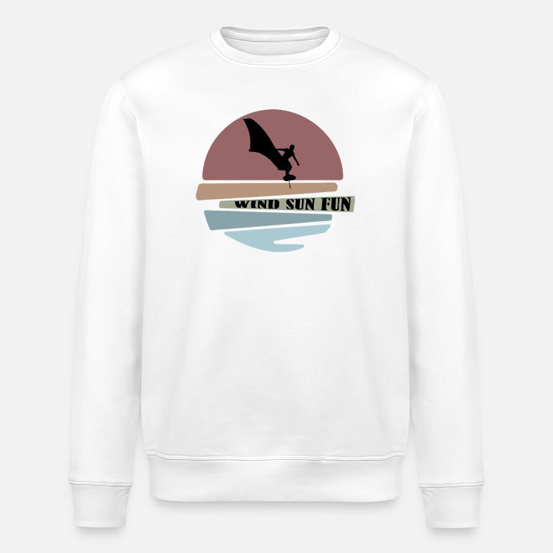 Wingfoil coucher de soleil Silhouette - Sweat bio ROLLER Stanley/Stella Unisexe - blanc
