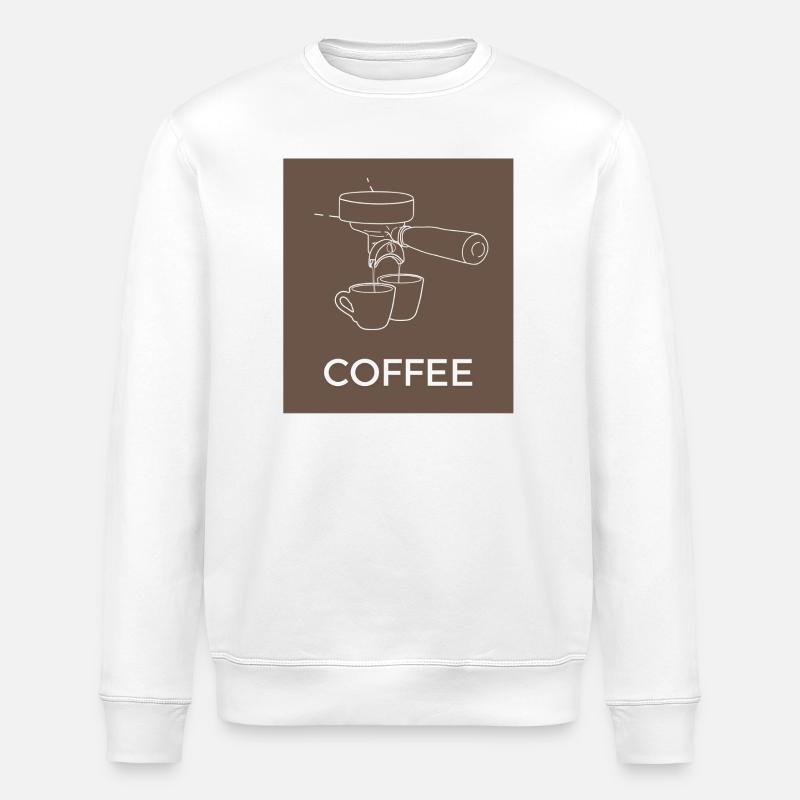 Machine à café Line art Café - Sweat bio ROLLER Stanley/Stella Unisexe - blanc