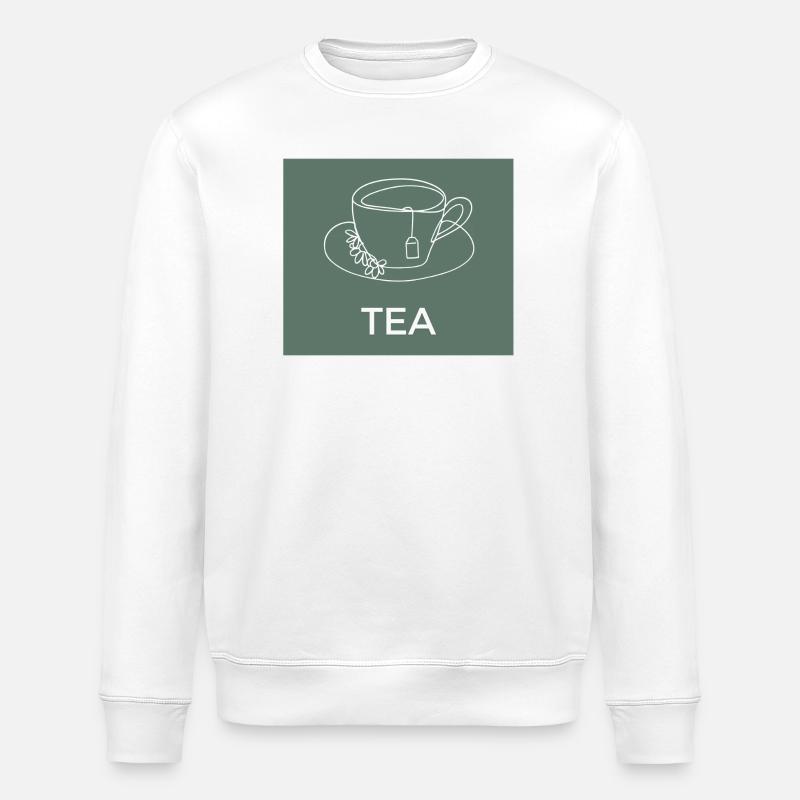 Tea Cup Line Drawing - Stanley/Stella ROLLER Unisex Organic Sweatshirt - white