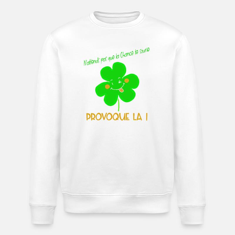 Trèfle Provoque la Chance Joyeuse - Sweat bio ROLLER Stanley/Stella Unisexe - blanc