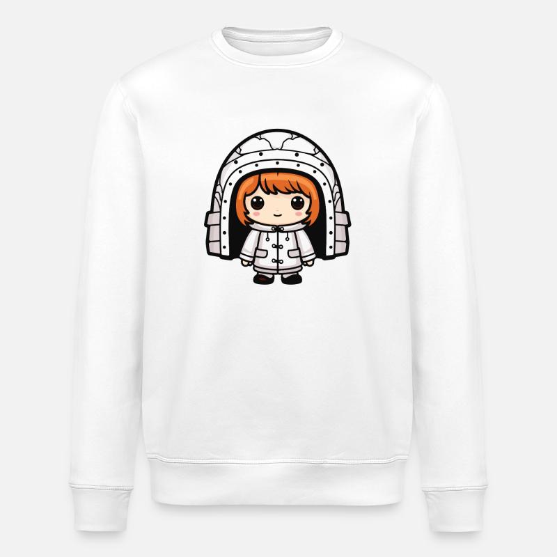 Winter Eskimo Igloo Comic - Stanley/Stella ROLLER Unisex Organic Sweatshirt - white