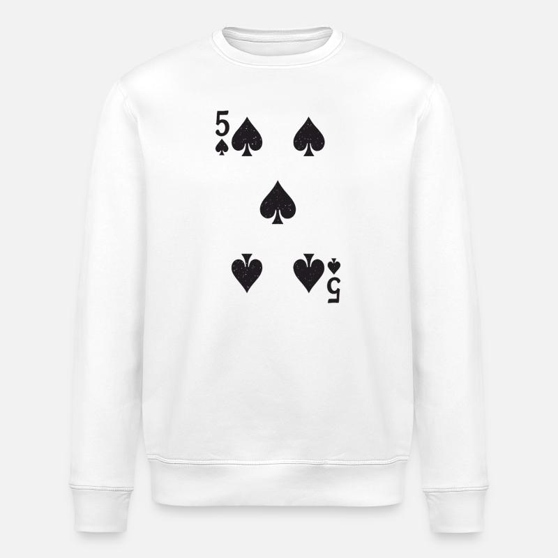 Playing Cards Silhouettes Pattern 5 Spades - Stanley/Stella ROLLER Unisex Organic Sweatshirt - white