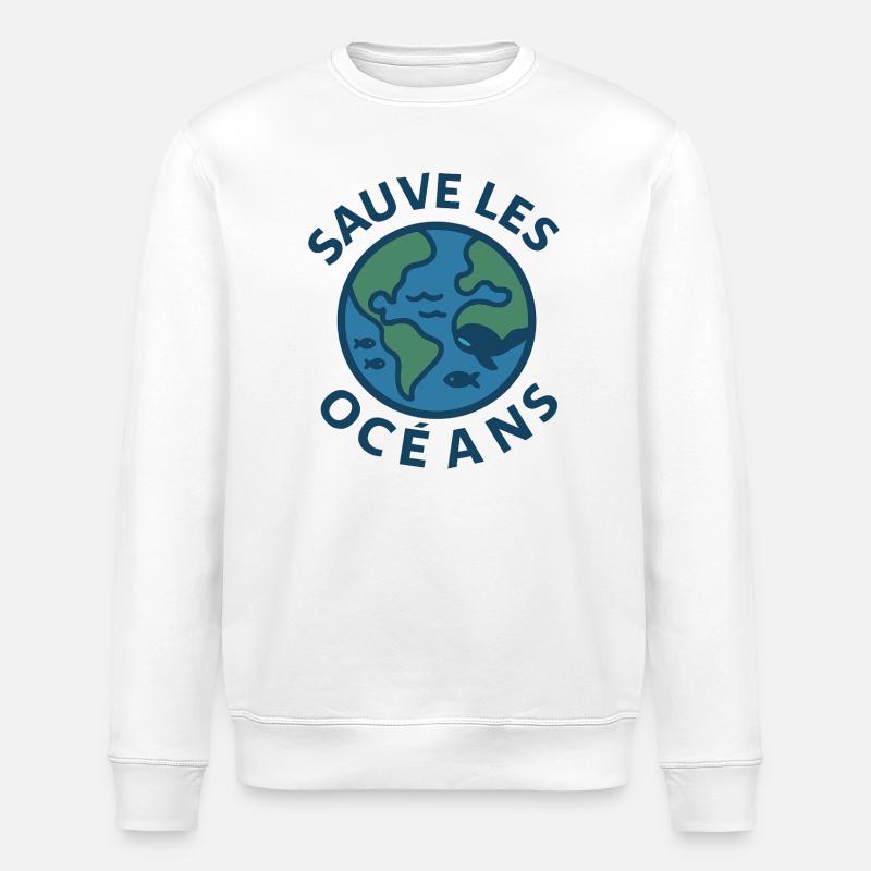 Sauve les Océans Globe Marin - Sweat bio ROLLER Stanley/Stella Unisexe - blanc