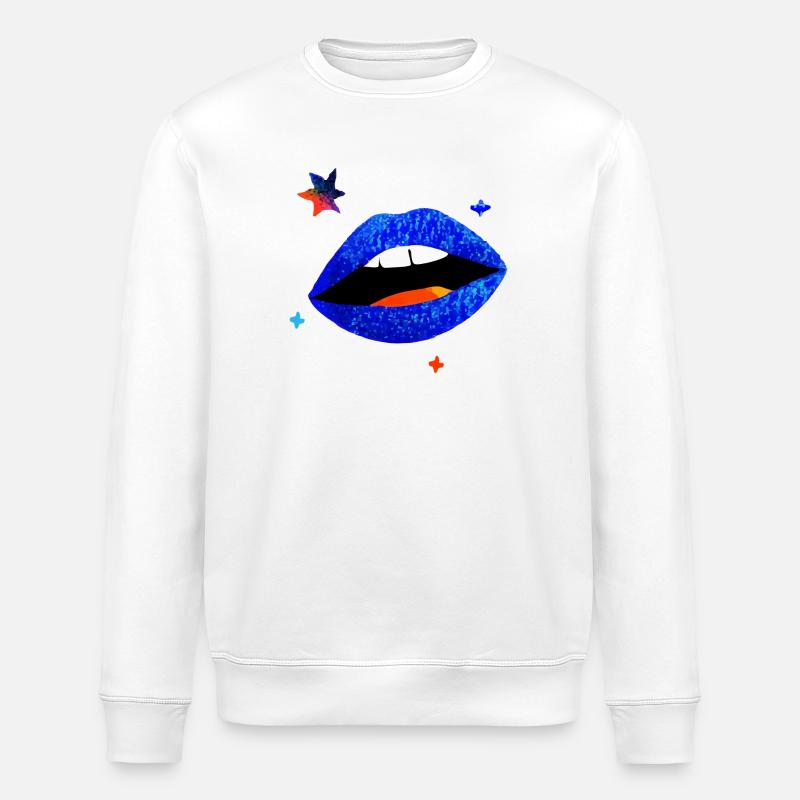 Elektrischer blauer Lippenpopp - Stanley/Stella Unisex Bio-Sweatshirt ROLLER - Weiß