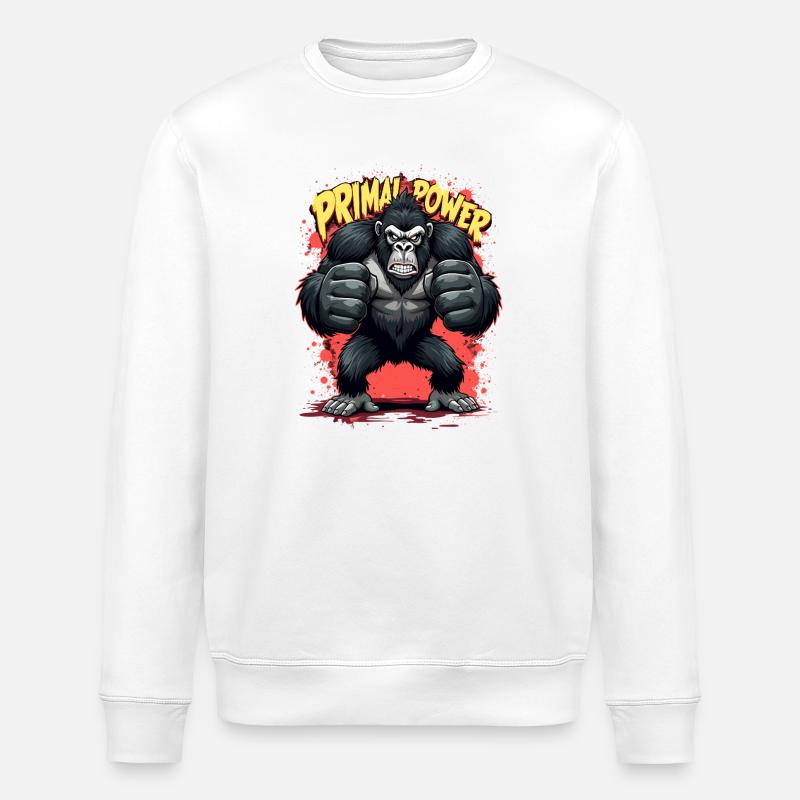 Imprimé Primal Power Gorila - Sweat bio ROLLER Stanley/Stella Unisexe - blanc