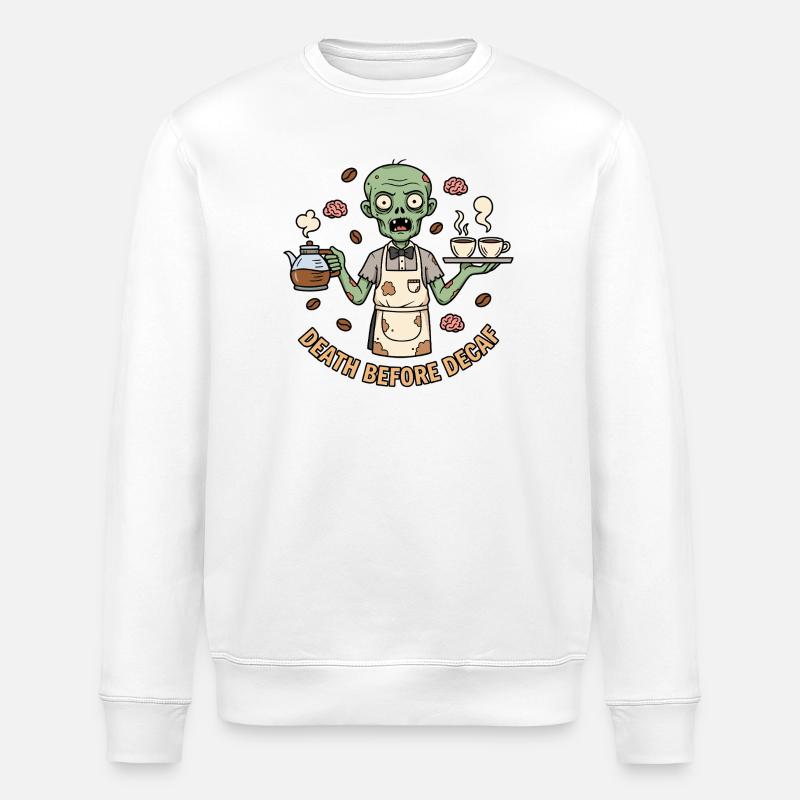 Zombie Barista Mort Avant Décaféiné - Sweat bio ROLLER Stanley/Stella Unisexe - blanc