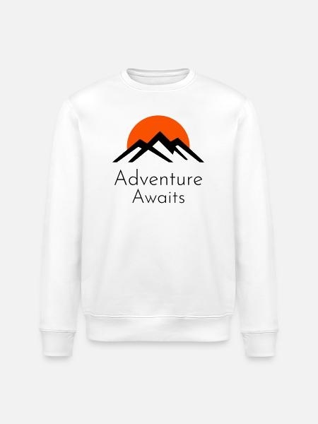 Adventure Awaits – Mountains & Sunset - Stanley/Stella ROLLER Unisex Organic Sweatshirt - white