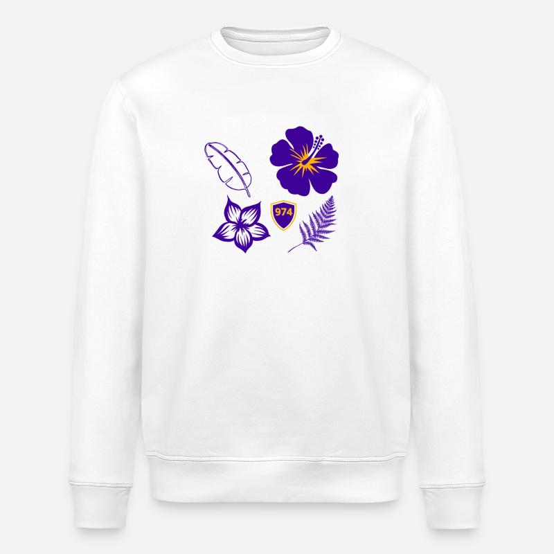 Hibiscus Violet Bouclier 974 - Sweat bio ROLLER Stanley/Stella Unisexe - blanc